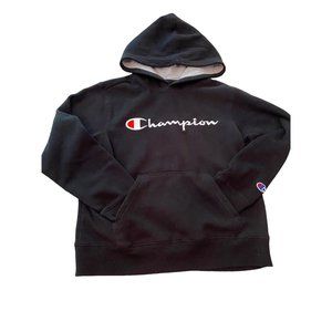 Medium Champion Logo Boy's Youth Black Pullover Hoodie Sweatshirt